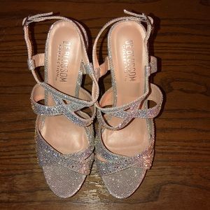 Silver crystal embellished wedges.